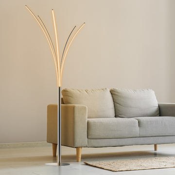 Fuochi 71" Modern Minimalist Metal 5-Branch Arc Dimmable Integrated LED Floor Lamp with Remote Control - JONATHAN Y